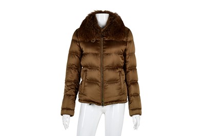 Lot 91 - Prada Bronze Quilted Fur Collar Jacket - Size 38