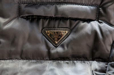 Lot 185 - Prada Navy Quilted Fur Reversible Gilet - Size 38