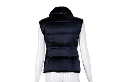 Lot 185 - Prada Navy Quilted Fur Reversible Gilet - Size 38