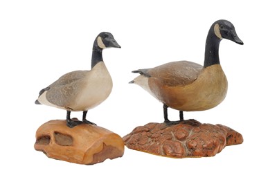 Lot 273 - TWO CARVED WOODEN FIGURES OF CANADIAN GEESE