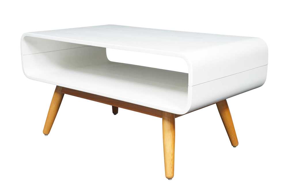 Lot 73 - A CONTEMPORARY WHITE PAINTED PLYWOOD AND ASH COFFEE TABLE