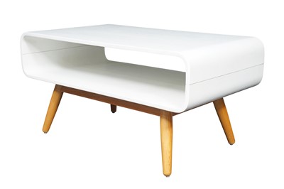 Lot 257 - A CONTEMPORARY WHITE PAINTED PLYWOOD AND ASH COFFEE TABLE