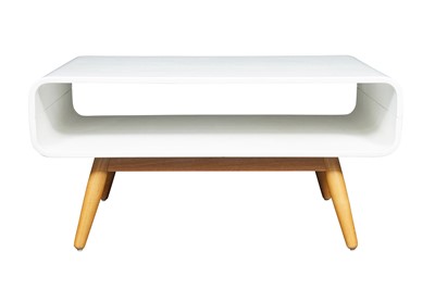 Lot 73 - A CONTEMPORARY WHITE PAINTED PLYWOOD AND ASH COFFEE TABLE