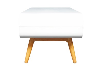 Lot 73 - A CONTEMPORARY WHITE PAINTED PLYWOOD AND ASH COFFEE TABLE