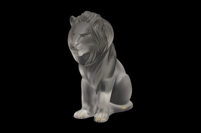 Lot 452 - A FROSTED GLASS LALIQUE BAMARA LION