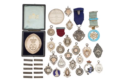 Lot 164 - A LARGE MIXED GROUP OF ASSORTED SILVER MEDALLIONS AND FOB MEDELS