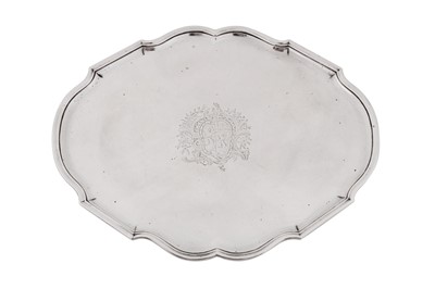 Lot 372 - A mid-18th century Maltese unmarked silver salver (sottocoppa), circa 1740