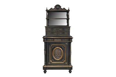 Lot 368 - A FRENCH EBONISED AND SIMULATED MARBLE CABINET, SECOND HALF OF THE 19TH CENTURY