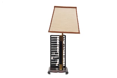 Lot 388 - A CONTEMPORARY TABLE LAMP WITH AN ABACUS BASE