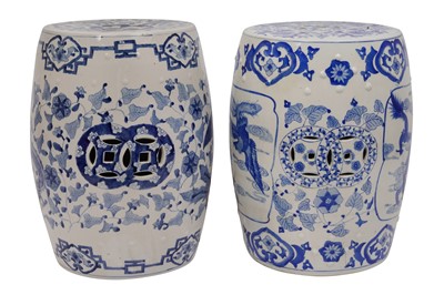 Lot 317 - TWO CHINESE BLUE AND WHITE PORCELAIN GARDEN SEATS