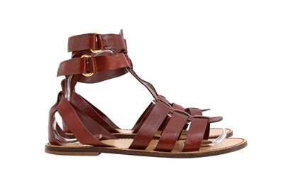 Lot 58 - Dolce & Gabbana Brown Gladiator Flat Sandal - Size 38.5