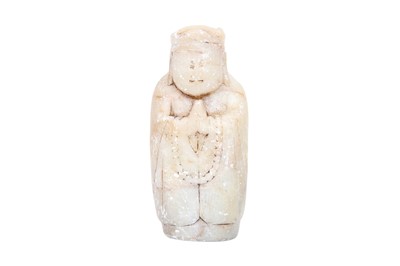 Lot 705 - A CHINESE ALABASTER FIGURE OF BUDDHA