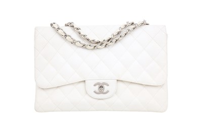 Lot 269 - Chanel White Jumbo Classic Single Flap Bag