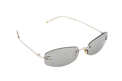 Lot 343 - Chanel Grey Mirror Rimless Oval Sunglasses