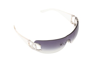 Lot 342 - Chanel Clear CC Rimless Wrap Sheild Sunglasses