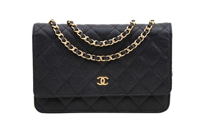 Lot 296 - Chanel Black Quilted Wallet On Chain