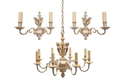 Lot 394 - A SILVERED 'KNOLE' CHANDELIER