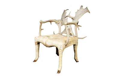 Lot 353 - A VICTORIAN ANTLER OPEN ARMCHAIR