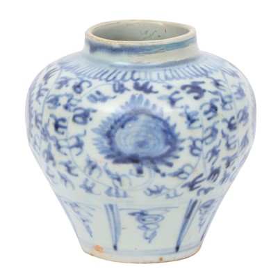 Lot 681 - A small Chinese blue and white jar, Ming dynasty