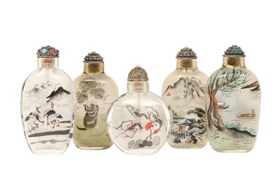 Lot 789 - A GROUP OF FIVE CHINESE INSIDE-PAINTED SNUFF BOTTLES