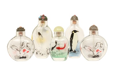 Lot 788 - A GROUP OF FIVE CHINESE INSIDE-PAINTED SNUFF BOTTLES