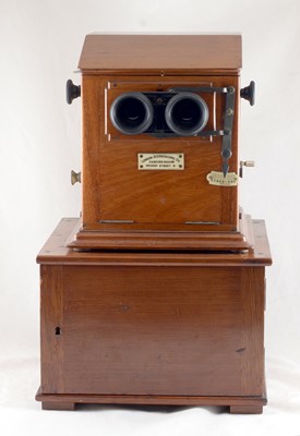 Lot 57 - An Uncommon, 2-Part Richard Taxiphote Stereo Viewer with approx 140 3D Slides.