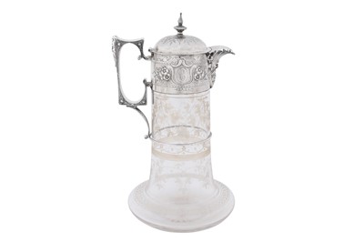 Lot 497 - A Victorian sterling silver mounted claret jug, Sheffield 1869 by Briddon Brothers