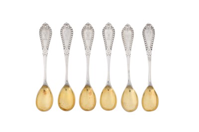 Lot 426 - A set of six Victorian Scottish sterling silver egg spoons, Glasgow 1863 by John Murray or John Muir