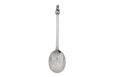 Lot 434 - A George V Arts and Crafts sterling silver christening spoon, London 1929 by Harold Stabler (1872-1945)