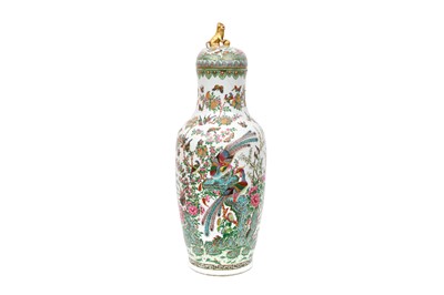 Lot 268 - A CHINESE CANTON FAMILLE-ROSE VASE AND COVER