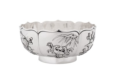 Lot 265 - An early 20th century Chinese export silver bowl, Canton circa 1910, marked Xie Chang, retailed by Wang Hing