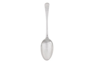 Lot 396 - A rare late 18th century American colonial silver tablespoon, New York circa 1770 by Myer Myers (1723-95)