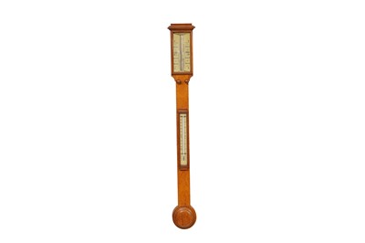 Lot 436 - AN OAK STICK BAROMETER, MID 19TH CENTURY