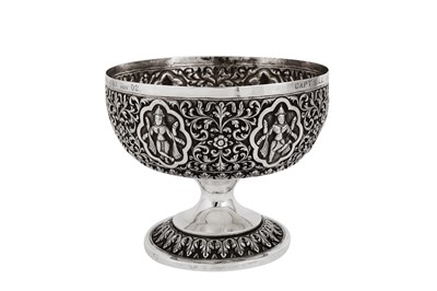 Lot 199 - An early 20th century Anglo - Indian unmarked silver footed bowl, Madras dated 1908