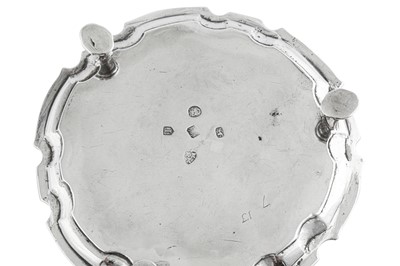 Lot 533 - A rare George II provincial sterling silver coffee pot or teapot stand, Newcastle 1739 by William Beilby and Jonathan Bainbridge (active 1738-41)