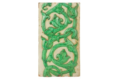 Lot 51 - A LARGE RECTANGULAR INDIAN MOULDED TILE