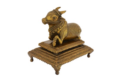 Lot 67 - A CAST BRASS NANDI BULL DEVOTIONAL STATUE