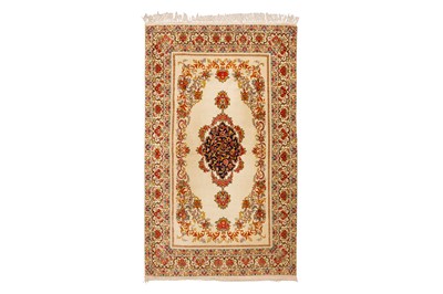 Lot 9 - A FINE PART SILK QUM RUG, CENTRAL PERSIA