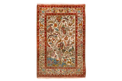 Lot 18 - A FINE PART SILK QUM RUG, CENTRAL PERSIA