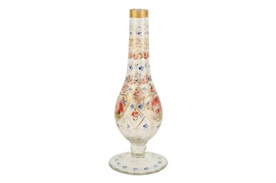 Lot 2 - AN ENAMELED AND GILDED CUT GLASS HUQQA BASE