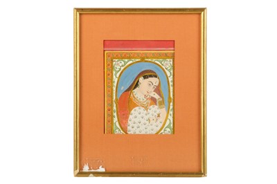 Lot 174 - A MINIATURE PAINTING OF A PENSIVE LADY