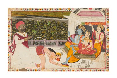 Lot 171 - HANUMAN WORSHIPPING KRISHNA