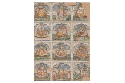 Lot 169 - A DEVOTIONAL PANEL OF THE TEN HINDU TANTRIC GODDESSES (MAHAVIDYA)