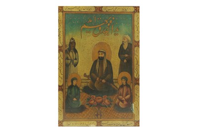 Lot 148 - A DEVOTIONAL IMAGE OF ALI AND HASSANEIN (THE TWO HASSANS: HASSAN AND HOSSEIN)