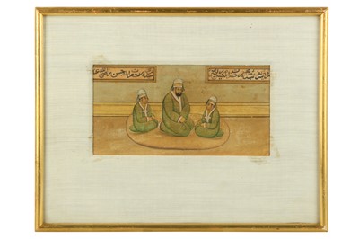 Lot 146 - A DEVOTIONAL IMAGE OF ALI AND THE HASSANEIN (THE TWO HASSANS: HASSAN AND HOSSEIN)