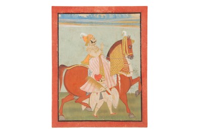 Lot 164 - AN EQUESTRIAN PORTRAIT OF MAHARAJAH BHIM SINGH