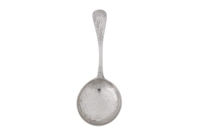 Lot 377 - A mid-18th century Norwegian silver spoon, Trondheim c.1762 by Jørgen Jørgensen Lemans (active 1733-80)