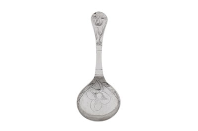 Lot 375 - A mid to late 18th century Norwegian silver spoon, maker’s mark HBH (untraced)