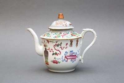 Lot 152 - A CHINESE TIBETAN-STYLE FAMILLE-ROSE TEAPOT AND COVER