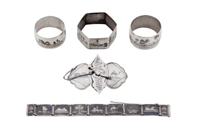 Lot 307 - A mixed group of early to mid-20th century Iraqi silver and niello items Omara or Basra